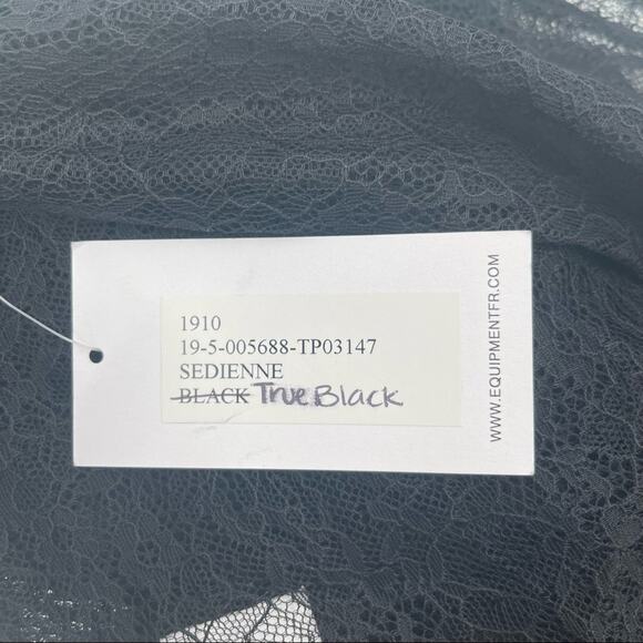 EQUIPMENT Black Lace Button Down Blouse Sexy Lolita Cocktail Sheer SZ Small NWT - Picture 13 of 14